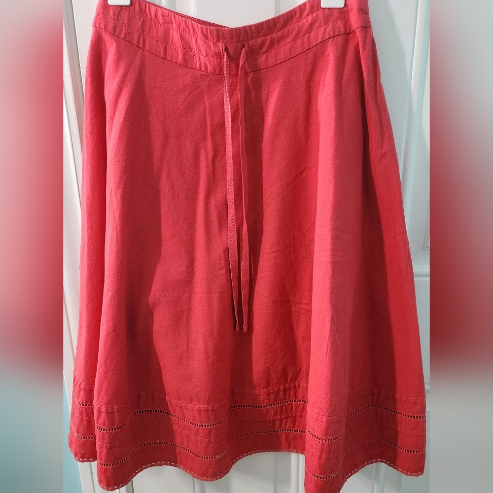 Banana Republic Sz 2 Full Skirt Drawstring Coral